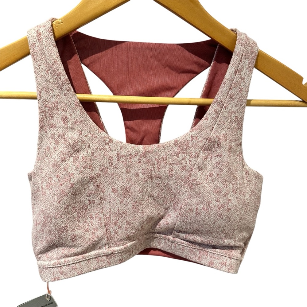 Gymshark Fleur Texture Sports Bra Dusty Pink Marl Size XS NWT
